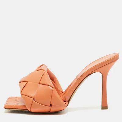 Pre-owned Bottega Veneta Lido Size 39 Orange Leather Slide Sandals