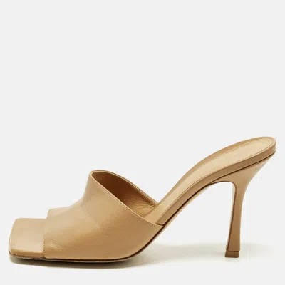 Pre-owned Bottega Veneta Lido Size 40 Brown Leather Slide Sandals