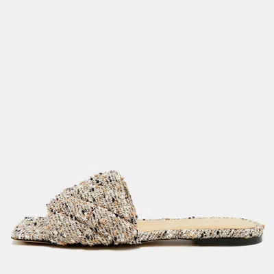 Pre-owned Bottega Veneta Lido Size 40 Multicolor Fabric Flat Slides