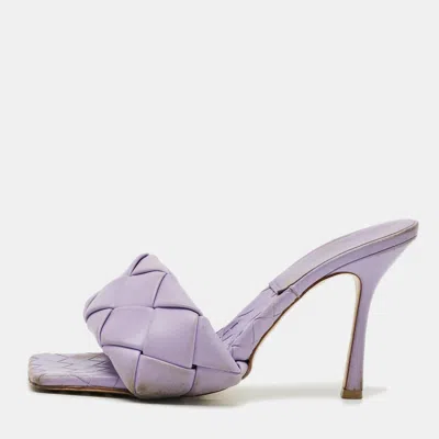 Pre-owned Bottega Veneta Lido Size 41 Purple Intrecciato Leather Slide Sandals