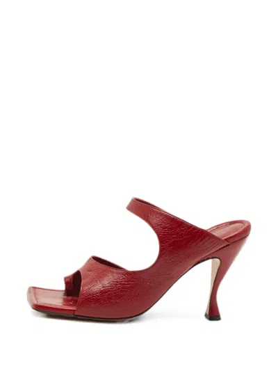 Pre-owned Bottega Veneta Lido Slide Sandals In Red