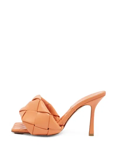 Pre-owned Bottega Veneta Lido Woven Sandals In Orange