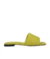 Bottega Veneta Green Intreccio Lido Flat Sandals In Yellow