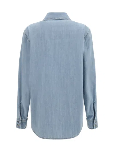 Bottega Veneta Light Bleach Denim Oversized Shirt In Blue