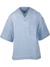 Bottega Veneta Blue Denim Cotton Blouse For Women | Designer Ss24 Collection In Light Bleach