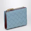 Bottega Veneta Light Blue Bi-fold Wallet In Intrecciato In Light Blue