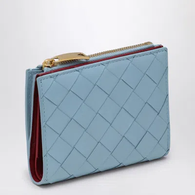 Bottega Veneta Light Blue Bi-fold Wallet In Intrecciato