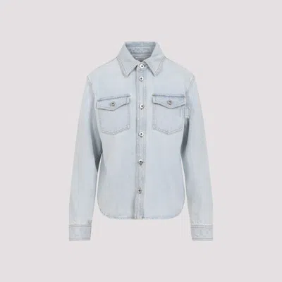 BOTTEGA VENETA LIGHT BLUE BLEACHED DENIM SHIRT
