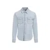 BOTTEGA VENETA LIGHT BLUE BLEATCH COTTON SHIRT