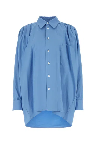 BOTTEGA VENETA LIGHT BLUE COTTON BLEND OVERSIZE SHIRT