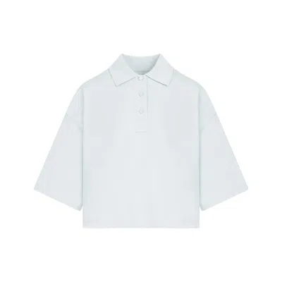 Bottega Veneta Light Blue Cotton Polo In White