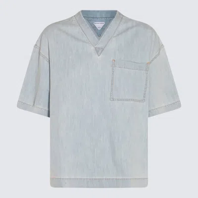 Bottega Veneta Light Blue Cotton Shirt In Light Bleach