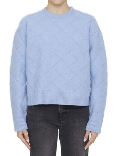 Bottega Veneta Gray Wool Blend Sweater For Women In Blue