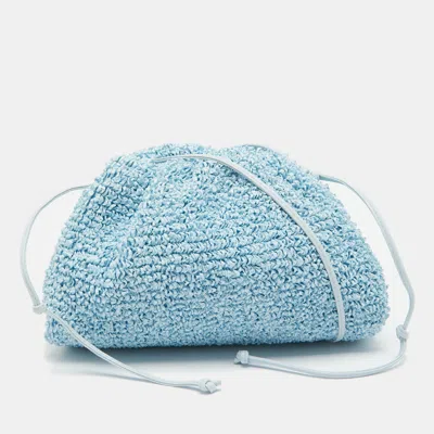 Pre-owned Bottega Veneta Light Blue Curly Raffia Mini The Pouch Bag