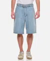 Bottega Veneta Light Bleach Denim Shorts With Belt For Men In Sky Blue