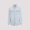 Bottega Veneta Light Washed Denim Shirt With Snap Buttons In Light Blue