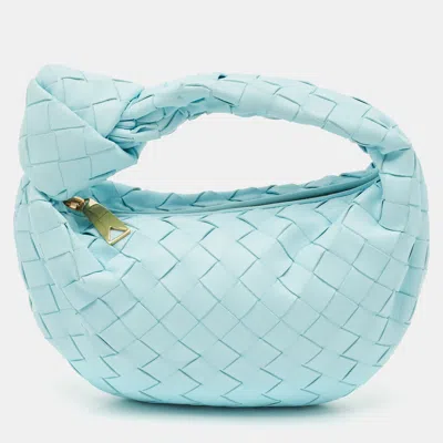 Pre-owned Bottega Veneta Light Blue Intrecciato Leather Mini Jodie Hobo