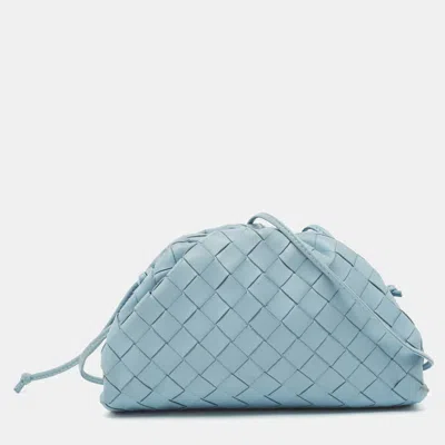Pre-owned Bottega Veneta Light Blue Intrecciato Leather Mini The Pouch Bag