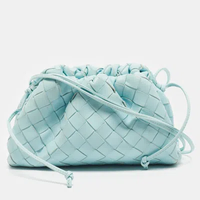 Pre-owned Bottega Veneta Light Blue Intrecciato Leather Mini The Pouch Bag