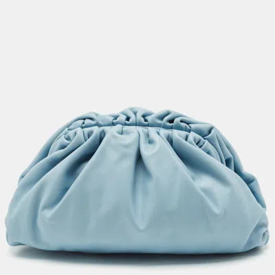 Pre-owned Bottega Veneta Light Blue Leather Classic The Pouch Clutch