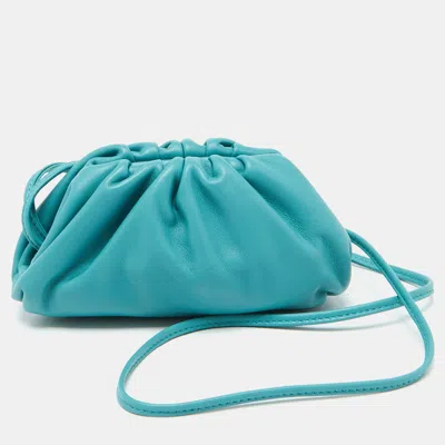 Pre-owned Bottega Veneta Light Blue Leather Extra Mini The Pouch