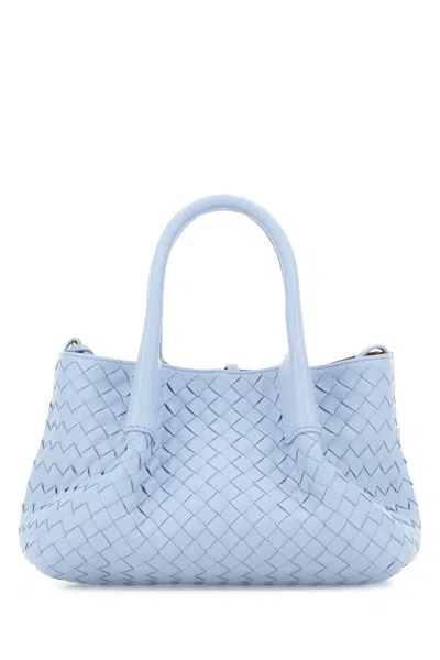 Bottega Veneta Light Blue Leather Small Pinacoteca Shopping Bag In Lunarlightblue