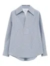 Bottega Veneta Oversized Striped Cotton-blend Shirt In Light Blue