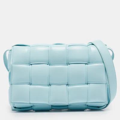 Pre-owned Bottega Veneta Light Blue Padded Leather Cassette Shoulder Bag