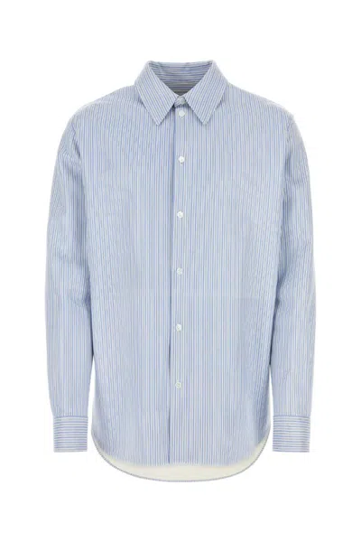 BOTTEGA VENETA LIGHT BLUE PRINTED LEATHER SHIRT