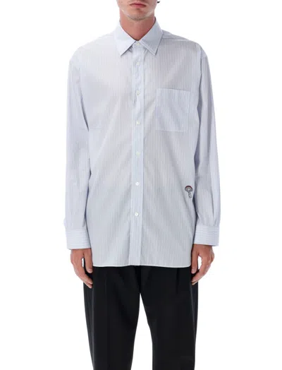 Bottega Veneta Light Blue Striped Shirt In White