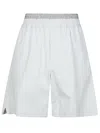 Bottega Veneta Layered Elastic Waist Shorts Pockets In Light Blue
