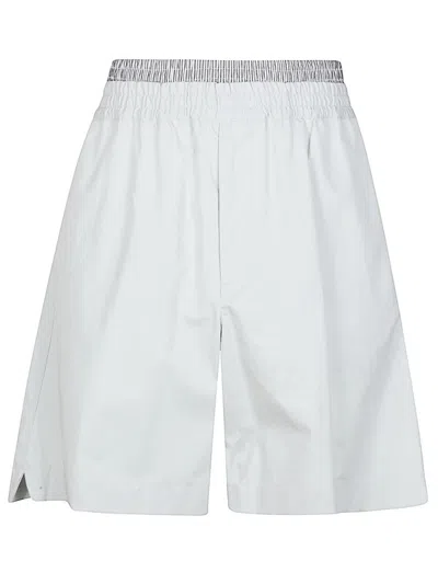 Bottega Veneta Layered Elastic Waist Shorts Pockets In Light Blue