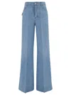 Bottega Veneta Jeans In Cotone Con Patch Posteriore In Pelle In Blue
