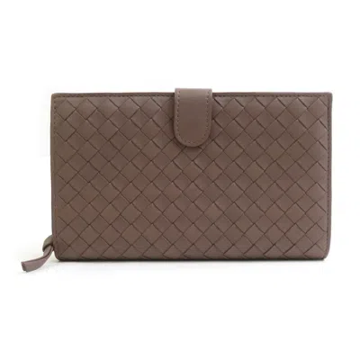 Pre-owned Bottega Veneta Light Brown Intrecciato Middle Wallet (bi-fold) ()