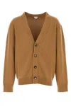 Bottega Veneta V-neckline Stretch Cashmere Blend Cardigan In Light Brown