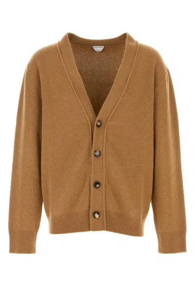 BOTTEGA VENETA LIGHT BROWN STRETCH CARDIGAN