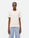 Bottega Veneta Crew Neck Embroidered Detail Short Sleeves Top In Nude & Neutrals