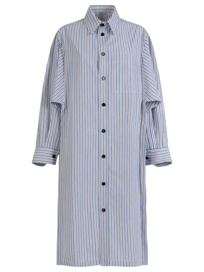 BOTTEGA VENETA BOTTEGA VENETA LIGHT COTTON STRIPED DRESS CLOTHING