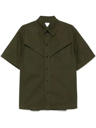 BOTTEGA VENETA LIGHT COTTON TWILL SHORT SLEEVED SHIRT