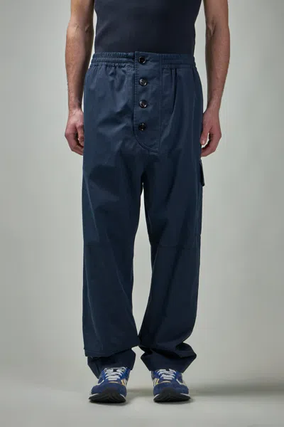 Bottega Veneta Light Cotton Twill Trousers In Blue