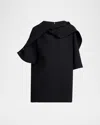Bottega Veneta Light Double Wool Crepe Top In Black