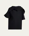 Bottega Veneta Light Double Wool Crepe Top In Nero