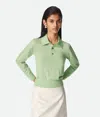 Bottega Veneta Green Polo With Classic Collar And Embroidered Logo On The Front In Light Cashmere Wo In Green