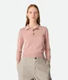 Bottega Veneta Women's Long Sleeve Polo Top In Cameo