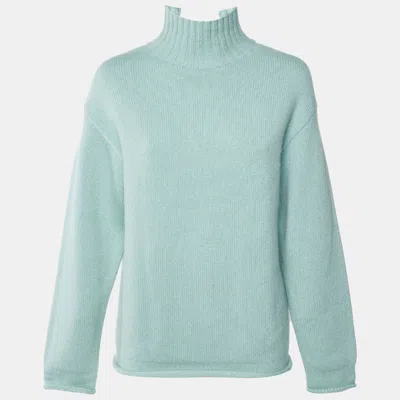 Pre-owned Bottega Veneta Light Green Cashmere Turtleneck Sweater Xs