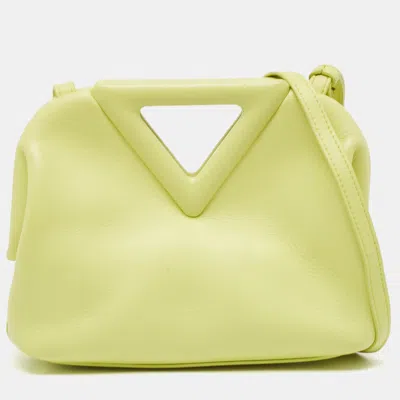 Pre-owned Bottega Veneta Light Green Leather Small Point Shoulder Bag