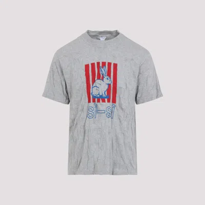BOTTEGA VENETA LIGHT GREY CRUSHED COTTON SI-SI T-SHIRT