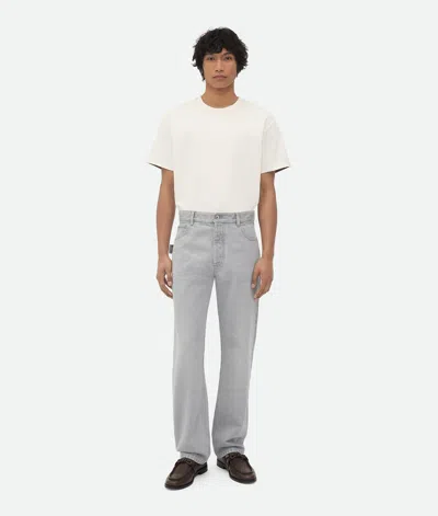 Bottega Veneta Washed Straight Leg Denim Trousers In Gray