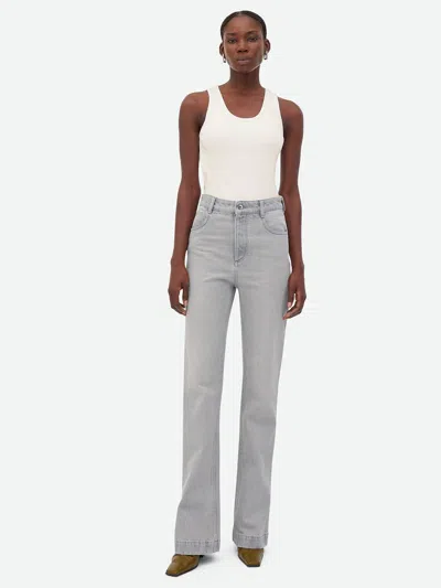 Bottega Veneta Light Grey Washed Flared Denim In Gray