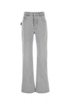 Shop Bottega Veneta Light Grey Washed Denim Flared Jeans Clothing
